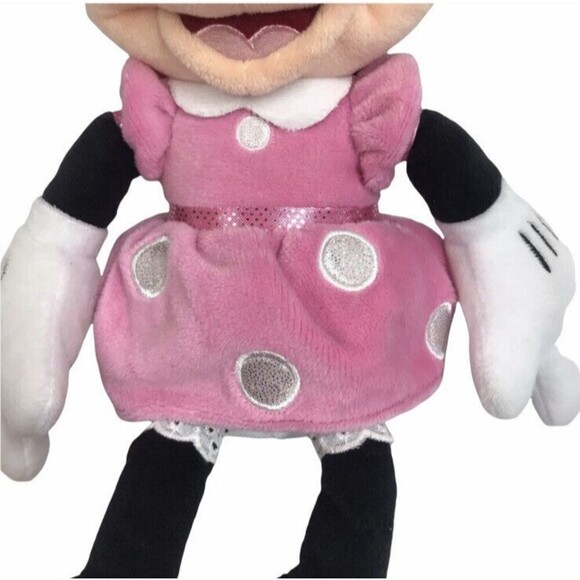 Disney Minnie Mouse 14" Pink Polka Dot Dress and Hair Bow Plush Stuffed Animal - Picture 3 of 6